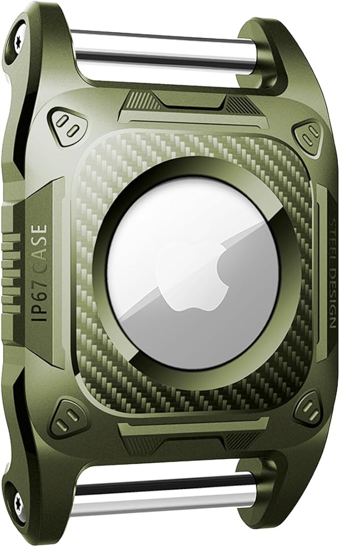 IP68 Waterproof Airtag Case for Dog Collar [1 Pack] Airtag Dog Collar Holder Hard TPU Full Protection Airtag Holder with Removable Handle Cat Dog GPS Tracker Anti Loss air tag Cover（Green）