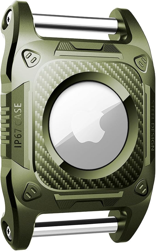 IP68 Waterproof Airtag Case for Dog Collar [1 Pack] Airtag Dog Collar Holder Hard TPU Full Protection Airtag Holder with Removable Handle Cat Dog GPS Tracker Anti Loss air tag Cover（Green）