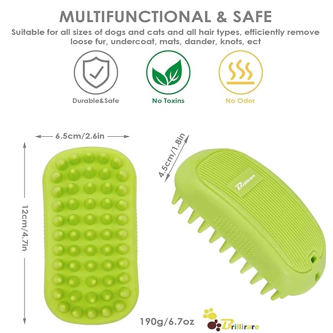 Dog Grooming Brush, Premium Soft Silicone Pet Bath Brushes, Rubber Shampoo Soothing Comb Scrubber for Wet Dry Long Short Haired Dogs & Cats Massaging, Deshedding Shower Scrubbing