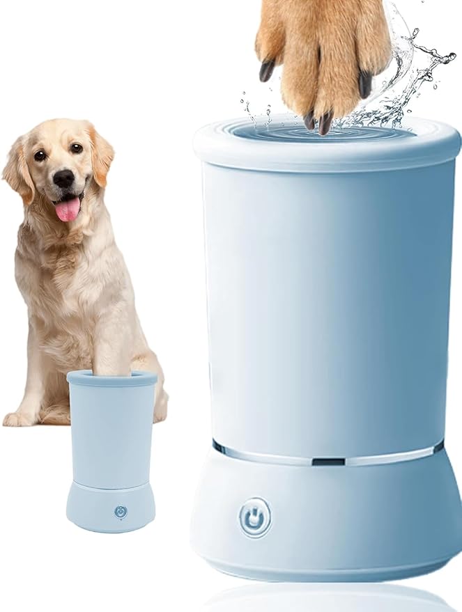 Automatic Dog Paw Cleaner for Dogs，Electric Dog Foot Paw Washer Cup and Massager，2 Speeds for Thorough Cleaning and USB Rechargeable,Pet Paw Feet Cleaner for Small Medium Dogs Cats（Blue）