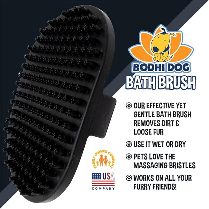 Bodhi Dog Shampoo Brush - Pet Grooming & Bath Supplies for Cats and Dog - Bath Brush for Long & Short Hair - Premium Scrubber for Shower, Bathing & Massage (One Pack, Black)