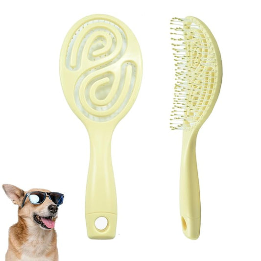 Eco-Friendly Detangling Pin Brush for Dogs and Cats | Ergonomic Handle Pet Brush for Wet or Dry Hair, Gentle Grooming Tool for Pets, Yellow