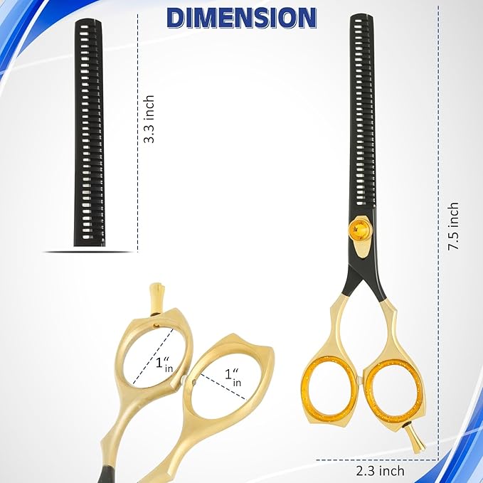 Dog Grooming Scissor- 7.5” Pet Shears, Japanese Stainless Steel Ergonomic Pet Grooming Scissor, Heavy Duty Sharp and Comfortable pet Scissors for Grooming, Dogs, Cats and Other Animals (Thinning)