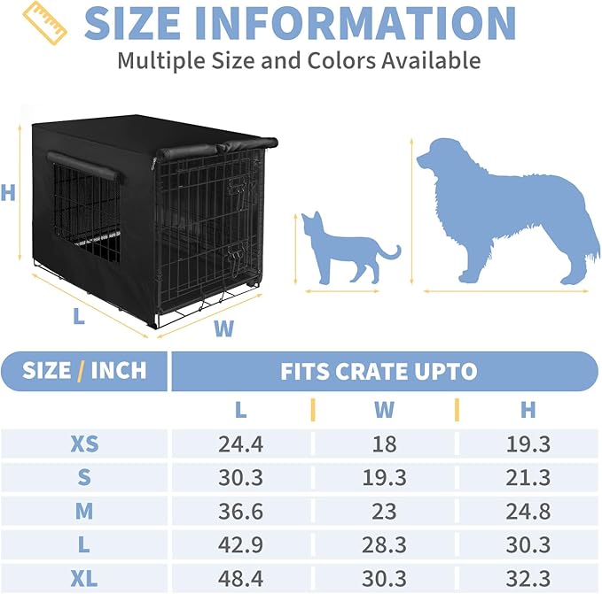 X-ZONE PET 36" Dog Crate Cover for Indoor/Outdoor - Heavy Duty Polyester Pet Kennel Cover Fits for Wire Dog Cage Black