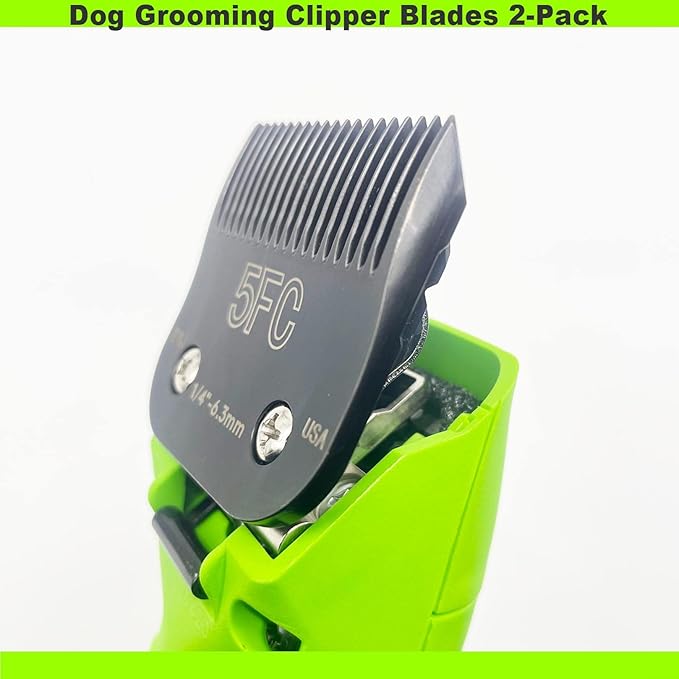 Blade Dog Grooming Clipper Blades, Ceramic Blade & Stainless Steel Blade Long-Lasting Hardness & Sharp Edges，5FC 1/4''-6.5mm (2Pcs)