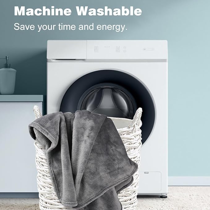 Onarway Dog Blanket Washable for Bed: 2 Packs Dog Blankets 59”x47” - Fluffy Soft Large Throw for Cat Puppy Kitten Dogs - Fleece Pet Blankets for Crate Couch Car and Indoor - Grey