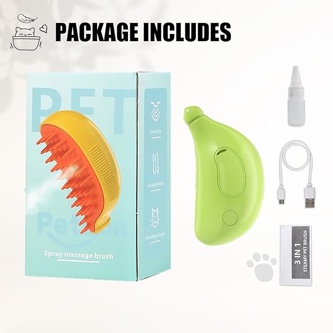Cat Steam Brush for Dogs and Cats - Defur Comb With Water Spritz for Shedding ALD-001-CO (Random Color-Green or Yellow)