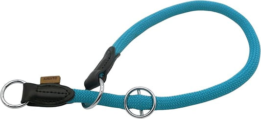 Braided Rope Collar, Pro Training Dog Collar, No Pull Round Martingale Collar, Slip Collar with Slidable Stop Ring - Ideal for Large Dogs (XL(1/2") - 26" Long, Light Blue)