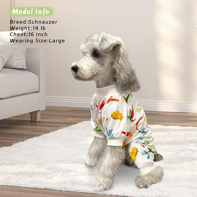 XPUDAC 4 Pack Dog Pajamas Soft Strechy Summer Doggie Clothes for Small Medium Dogs Boy Girl Cat Apparel-L