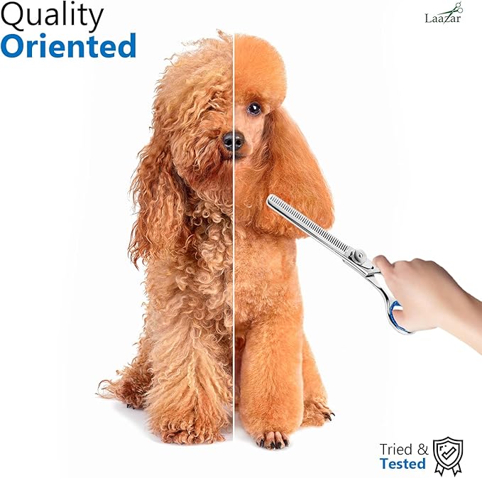 Laazar Pro Shears Thinning Pet Grooming Shear - 6.5 42 Teeth Scissors for dogs cats and pets