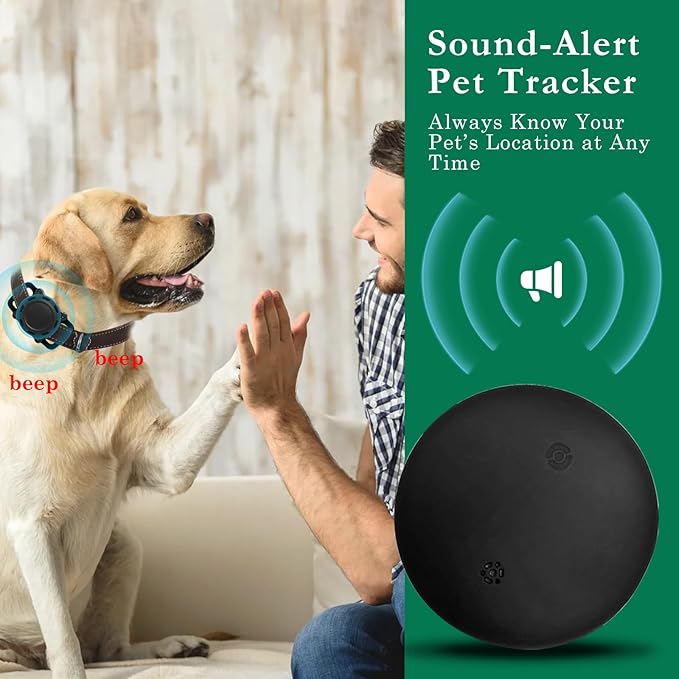 Dog Tracker, Pet Location Tracker with Collar Holder for Dogs with Precise Bluetooth Tracking, No Subscription, Works with iOS Find My,Not GPS Tracker (Black)