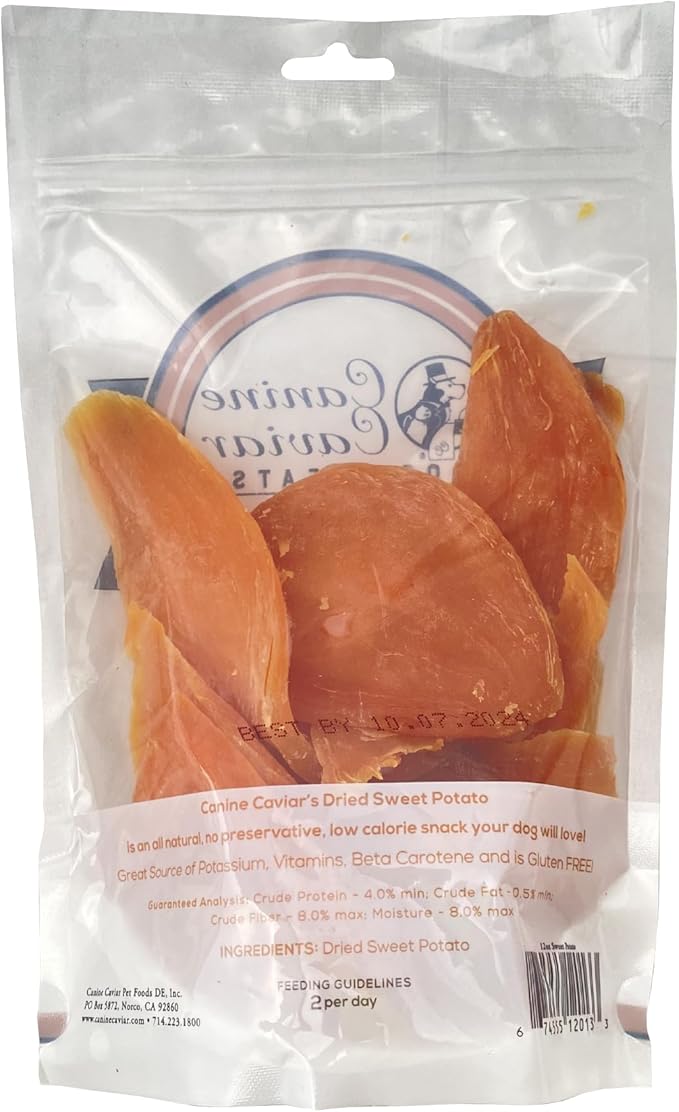 Canine Caviar - Dried Sweet Potato Dog Treats, Low Calorie, Healthy Rawhide Alternative, Gluten-Free (12 oz)