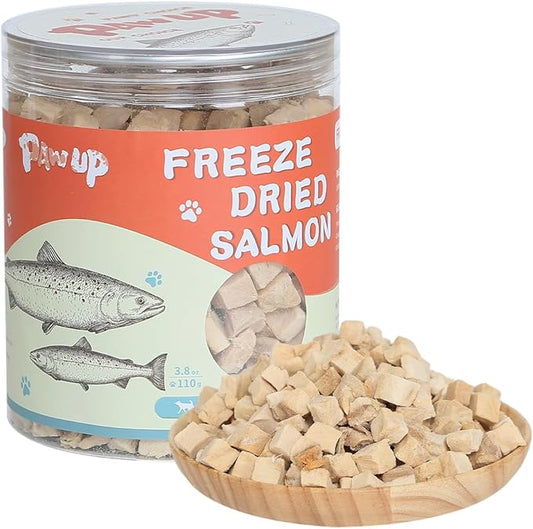 Freeze Dried Salmon Cat Treats, Dog Single Ingredient Raw Food Topper, Healthy Training Treats for Dogs, Cats, 3.8 oz
