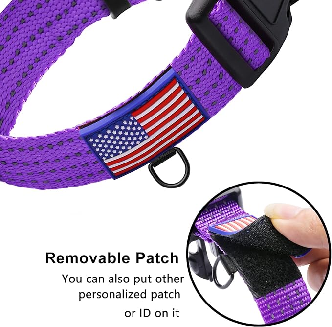 Martingale Collar for Training Dogs. Adjustable Reflective Collars with Buckle-USA Flag- NO Pull-Prevents Slipping Out, for Medium Large XL Dogs. Helps with Strong pullers(XL, Purple)
