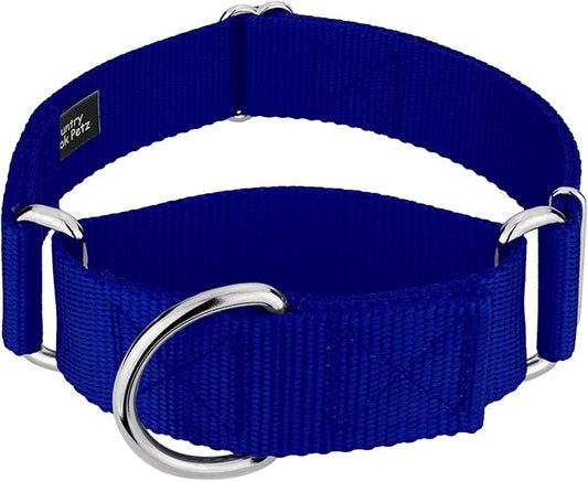 Country Brook Petz 1 1/2 Inch Martingale Heavy Duty Nylon Adjustable Dog Collar for Small, Medium, Large Breeds - Vibrant 17 Color Selection (Royal Blue, Medium)