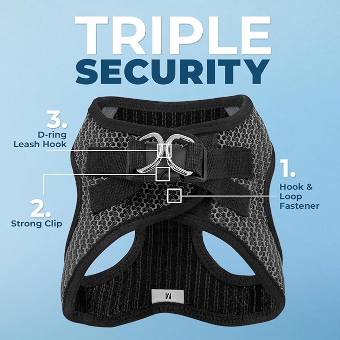 Voyager Step-in Air Dog Harness - All Weather Mesh, Reflective, No Pull Harness for Small, Medium Dogs, Cats - Secure with Hook & Loop Fastener, Buckle, Double D-Rings - Gray 2-Tone, S