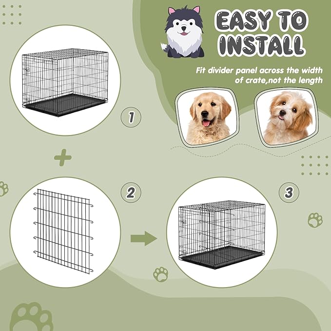 Tandefio 2 Pcs Dog Crate Divider Panel Metal Pets Divider Panel Dog Crate for Pets(24 Inches)