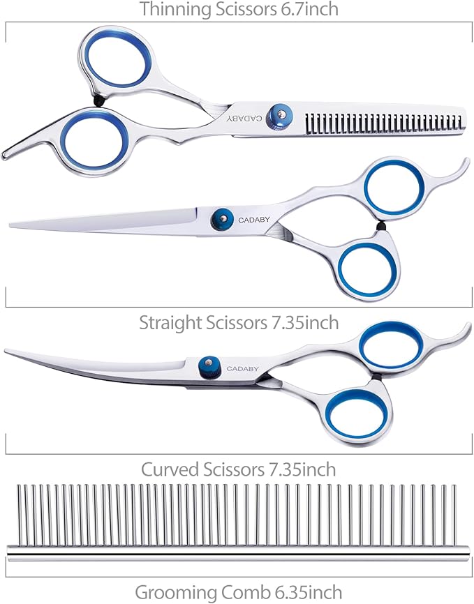 Dog Grooming Scissors Kit, 5 in 1 Dog Grooming Scissors, Professional Stainless Steel Pet Shears