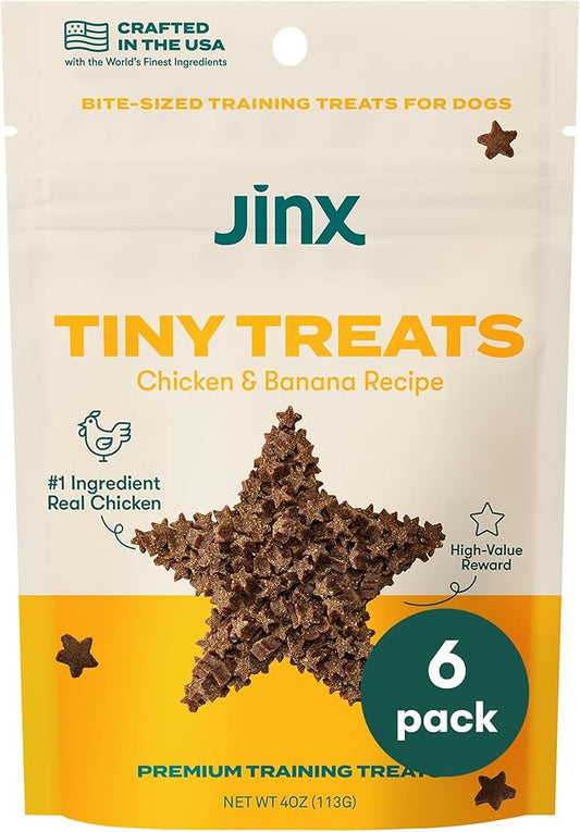 Jinx Chicken & Banana Training Treats for Dogs and Puppies, Low-Calorie, All Natural, Slow-Smoked Real Chicken, No Fillers 4oz, 6 Pack