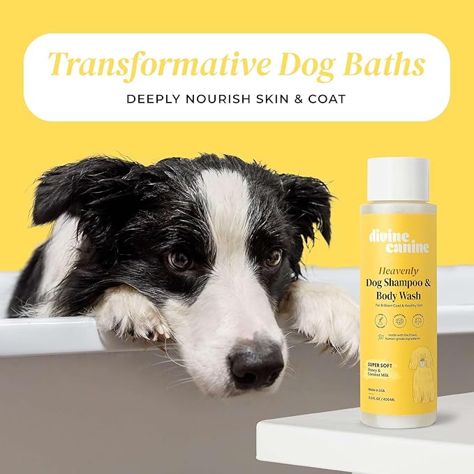 Dog Shampoo and Body Wash - 13.5 Fl Oz of Super Soft Pet Shampoo for Dogs - Made with Honey and Milk for a Healthy Skin and Coat - Made in The USA