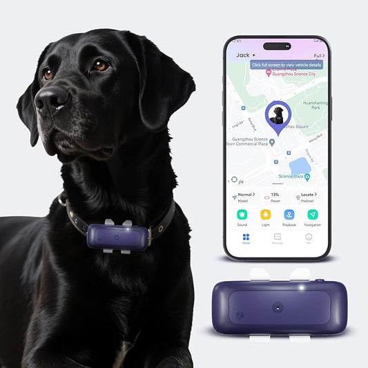 TSK Cat Dog GPS Tracker Smart Waterproof Tracker with Real-Time Location Escape Alerts Activity Monitor iOS & Android Compatible for Dogs Cats 6.5lbs+ Dark Blue