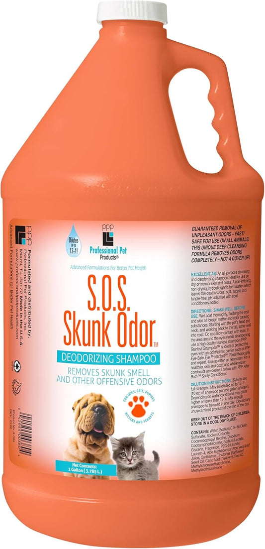 PPP Skunk Odor Shampoo for Dogs & Cats - Eliminates Skunk Odor at The Source with Powerful Deodorizers - 1 Gallon