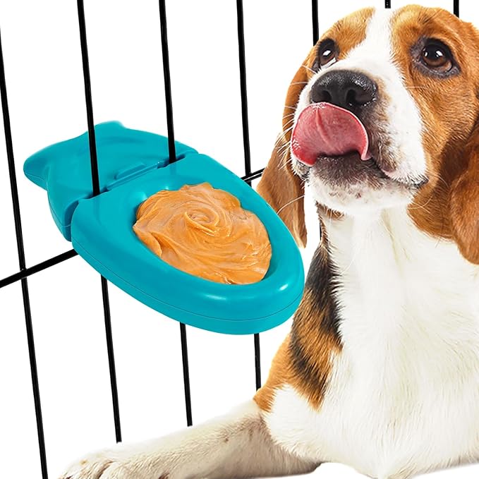 Dog Training Toy for Crate Training Peanut Butter Slow Feeder Treat Dispenser Training aid to Reduce Anxiety (Deep Fish)