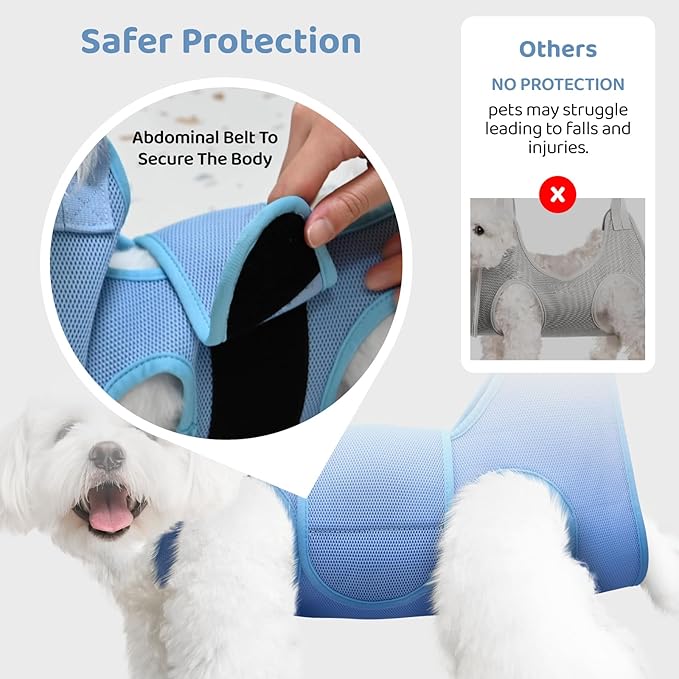 Upgraded Dog Grooming Hammock with Tension Rods, Small Pet Hanging Harness, Dog Sling for Nail Trimming with Pet Nail Clippers, Nail Trimmers -M