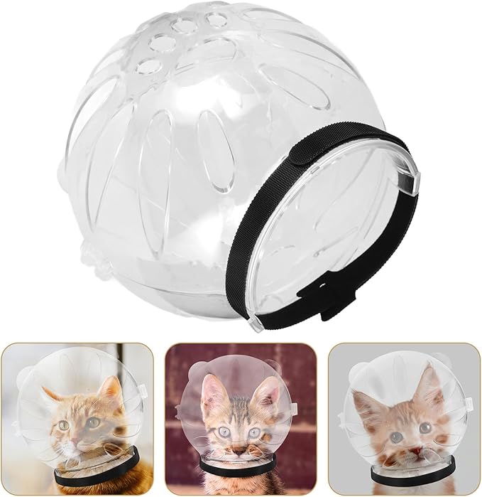 Breathable Cat Helmet - Transparent Protective Muzzle for Grooming, Nail Clipping & Preventing Biting, Adjustable Size for Kittens & Cats