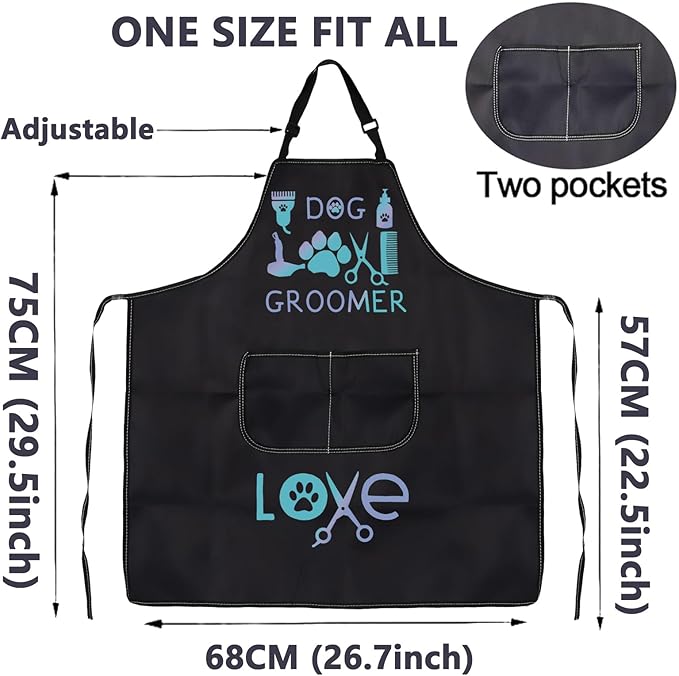 CMNIM Dog Groomer Apron with Pockets, Waterproof, Dog Groomers Apron