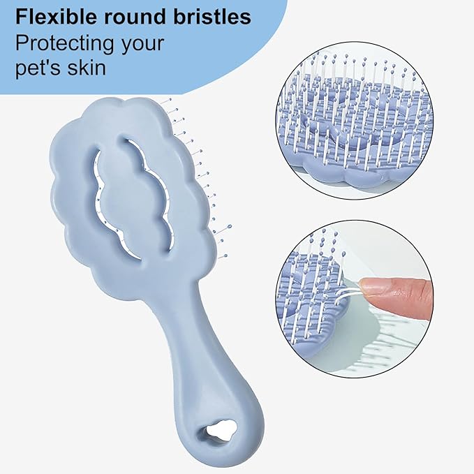 Cloud Shape Small Dog Grooming Brush - Soft Bristle Brush for Gentle Detangling & Massage - Ideal for Maltese, Shih Tzus, Yorkies, and Puppies - Portable & Durable Design, Blue