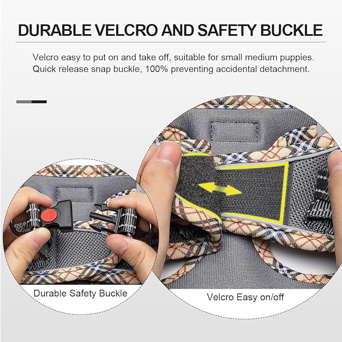 Mercano Soft Mesh Dog Harness and Leash Set, No-Chock Step-in Reflective Breathable Lightweight Easy Walk Escape Proof Vest Harnesses with Safety Buckle for Small Medium Dogs, Cats (Grey, XL)