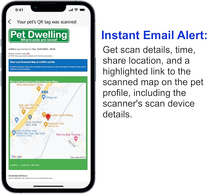 Premium NFC & QR Code Smart Dog ID Tag - Easy Scanning, Instant Profile Access, Real-Time Location Alerts(Rose Gold Paw)