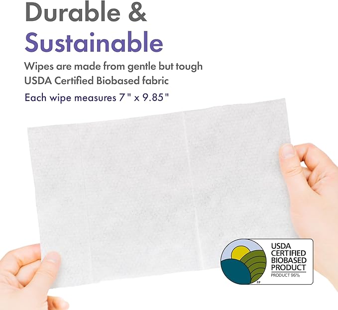 Petkin Plant-Based PetWipes, 100 Wipes, 4 Pack - Biobased, Sustainable, Big & Thick Pet Wipes for Dogs & Cats - for Face, Paws, Ears, Body & Eye Area - Consciously Cleans & Conditions - Lavender