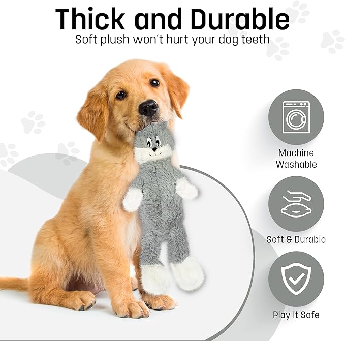 FGA MARKETPLACE Monkey-Grey Rabbit Flat NO Stuffing NO Squeak Plush Dog Toy, Funny Style Will Entertain Your Dog for Hours, Recommended for Small and Medium Dog 21 INCH Long