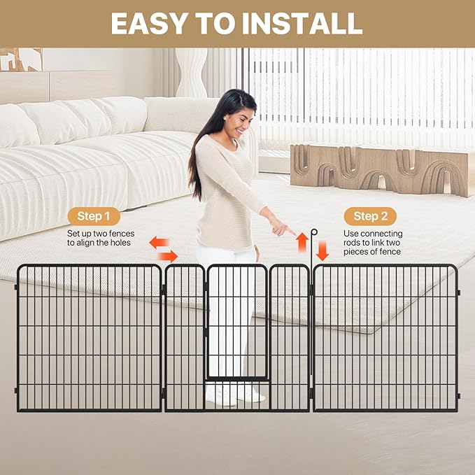 MoNiBloom Dog Playpen Outdoor, 32" Height 10 Panels Heavy Duty Metal Dogs Pen for Medium/Small Animals Pet Exercise Pen for RV Camping Yard