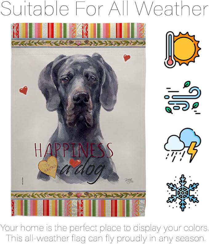 Breeze Decor Black Dane Happiness House Flag Eagle Set Dog Puppy Spoiled Paw Canine Fur Pet Nature Farm Animal Creature Banner Small Garden Yard Gift Double-Sided, Made in USA