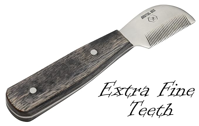 Bee Dog Grooming Coat Stripping Knife Stripper Trimmer Tool Wooded Handle Stripping Knives Set of 5 in Stainless Steel Non-Slip Tools for Grooming Dogs (BLACK)