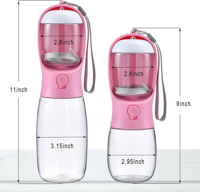 Dog Water Bottle with Food Container, Travel Puppy Water Bowl, Portable Pet Dispenser, Puppy Essentials for Walking and Hiking