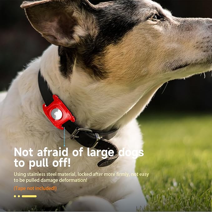 IP68 Waterproof Airtag Case for Dog Collar [2 Pack] Airtag Dog Collar Holder Hard TPU Full Protection Airtag Holder with Removable Handle Cat Dog GPS Tracker Anti Loss air tag Cover（Red）