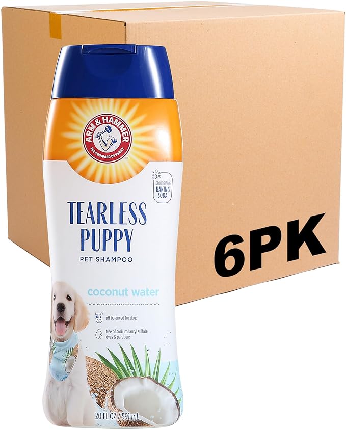 Arm & Hammer for Pets Tearless Puppy Shampoo | Gentle & Effective Tearless Shampoo for All Dogs & Puppies | Coconut Water Scent Your Dog Will Love, 20 Ounces - 6 Pack