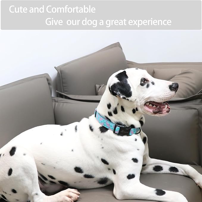 ARING PET Flamingo Dog Collar-Cute Cotton Small Dog Collars, Adjustable Lightweight Summer Pet Collars for Small Medium Large Boy and Girl Dogs, Large