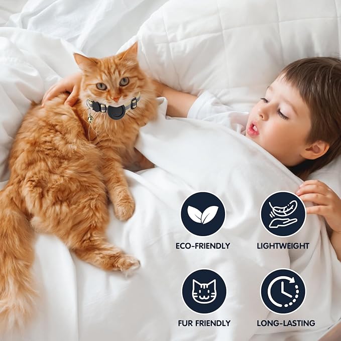 Pet Tracker for Cat, Smart Cat Location Tracker with Holder, MFi Certificated Tracking Device, No Monthly Fee, Works with Find My, Collar Not Included, Not GPS Tracker(iOS Only) (Black, Small)