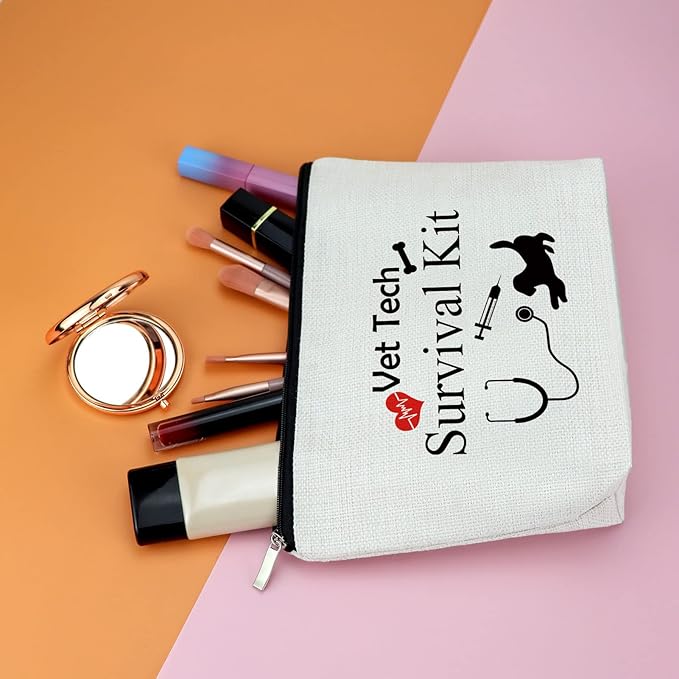 Appreciation Gift for Veterinarian Woman Vet Makeup Bag Vet Tech Gift Veterinary Technician Gift Cosmetic Bag Thank You Gift Birthday Christmas Gift for Veterinarian Medicine Graduation Gift for Her