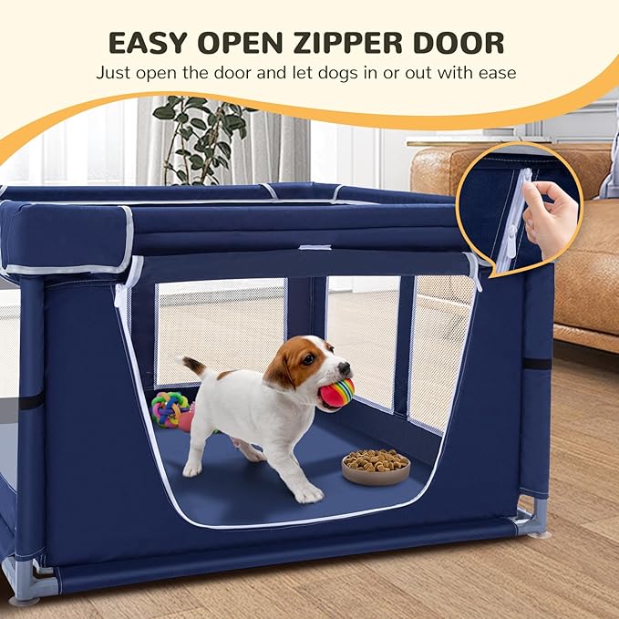 Dog Playpen Made of Thickened Stainless Pipe and 600D Oxford Cloth, 42×42 Inch Puppy Playpen, 25 Inch Height Pet Playpen for Puppy and Small Dogs, Keep Pets Secure
