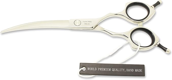 HASHIMOTO Grooming Scissors for Dogs, Curved Shears Dog Grooming Scissors for Large Hands, 6.5 inch, 30 Degree of Curved Blade, Light Weight.