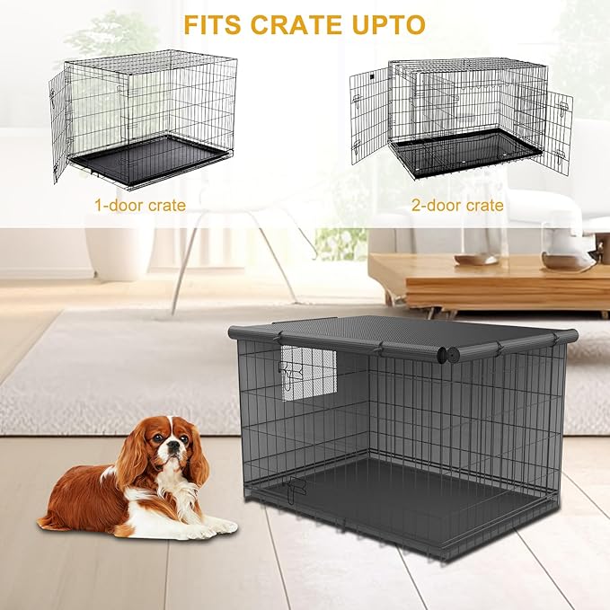 Dog Crate Cover-Double Door,Dog Kennel Cover,Crate Covers for Dog Cages-24 30 36 42 48 inches- Heavy Duty Polyester Pet Kennel Cover Universal Fit for Wire Dog Crate (24.0" L x 19.0" W x 20.0" H)