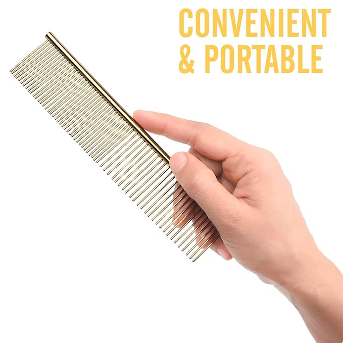 Pet Steel Comb Shears Professional Pet Grooming Comb Premium Stainless Steel Dematting Tool with Rounded Teeth for Dogs & Cats Best for Removing Knots,Tangles,Perfect for Long & Short Haired Pets