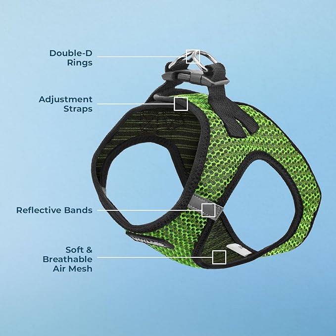 Voyager Step-in Air Dog Harness - All Weather Mesh, Reflective, No Pull Harness for Small, Medium Dogs, Cats - Secure with Hook & Loop Fastener, Buckle, Double D-Rings - Lime Green 2-Tone, L