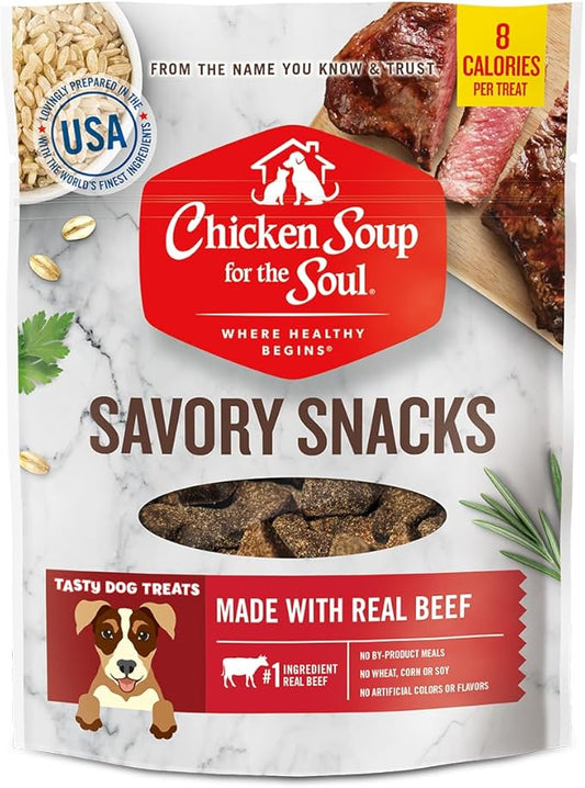 Chicken Soup For The Soul Pet Food Savory Snacks Dog Treats, Beef, 6 Ounce Bag | Soy, Corn & Wheat Free, No Artificial Flavors or Preservatives